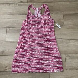 NWT Old Navy Women's Pink White Printed Shift Dress Size Large